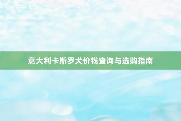 意大利卡斯罗犬价钱查询与选购指南